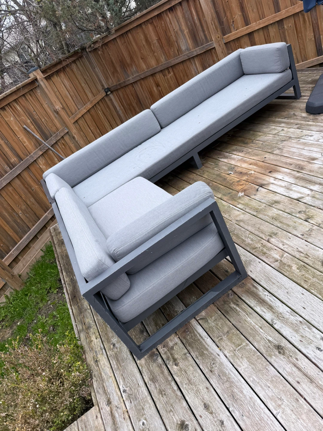 Grey Outdoor Sectional Sofa with Cushions - photo 5
