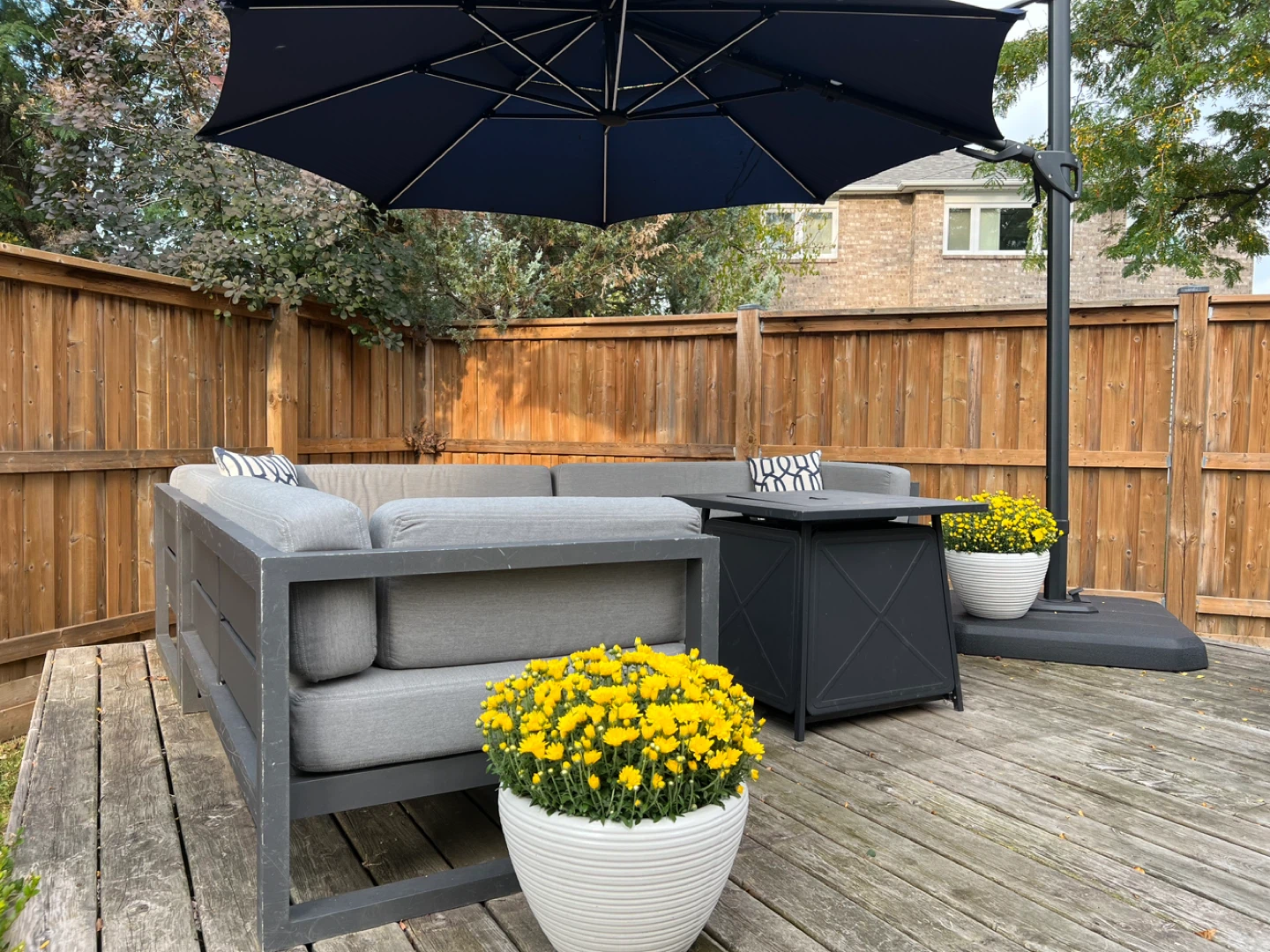 Grey Outdoor Sectional Sofa with Cushions - photo 3