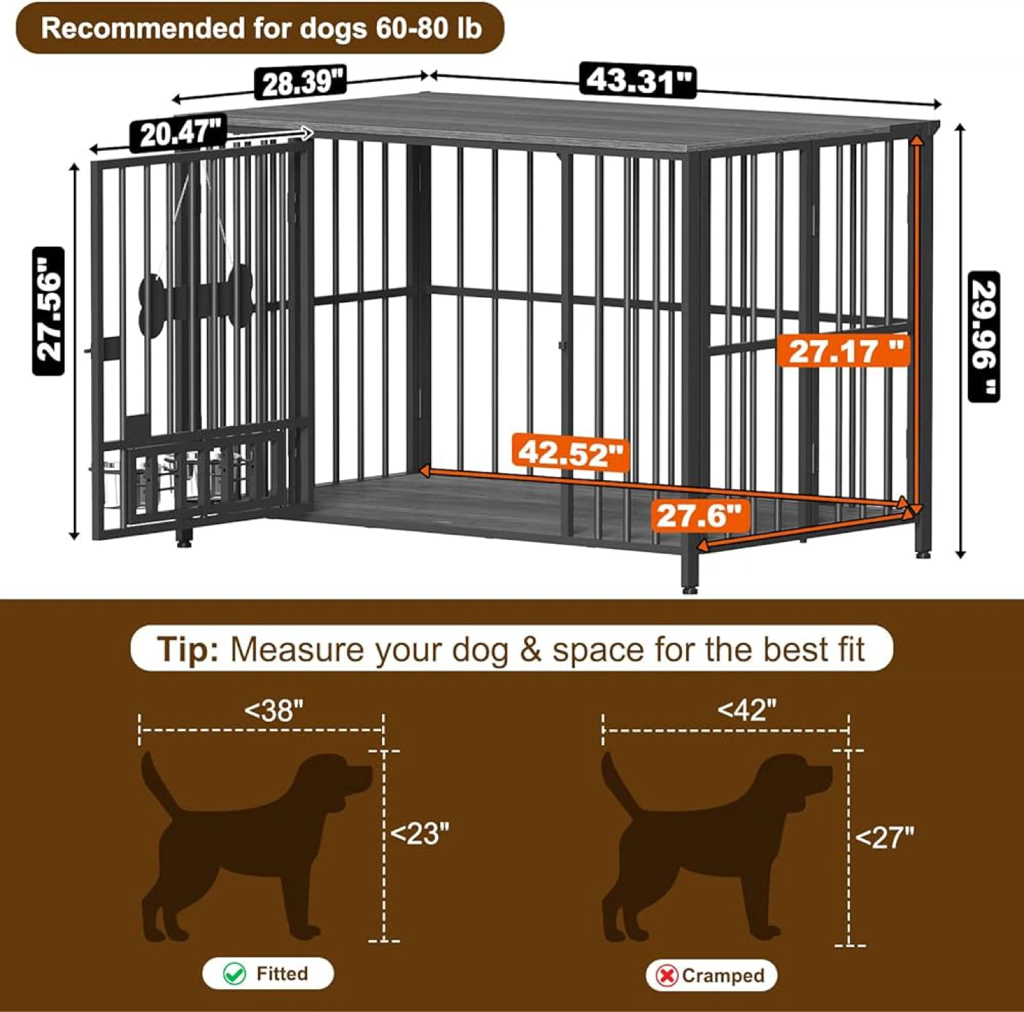 Easycom 43" Dog Crate - Dark Grey - BNIB - photo 4