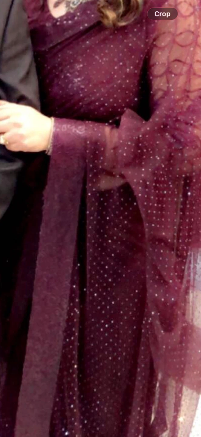 Purple Sequin Saree with blouse paitycoat - photo 3