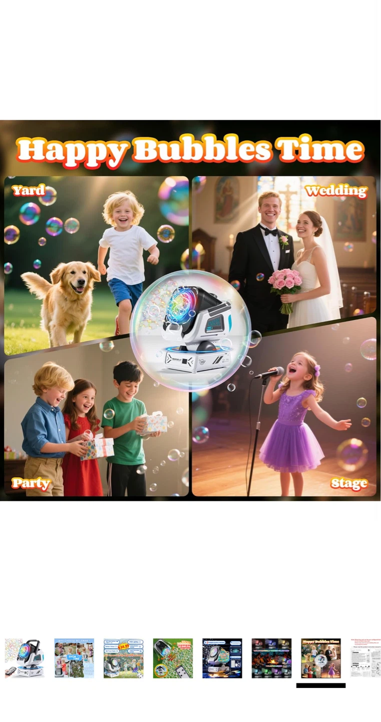 Super Bubble Machine with 7 Color Lights - photo 4