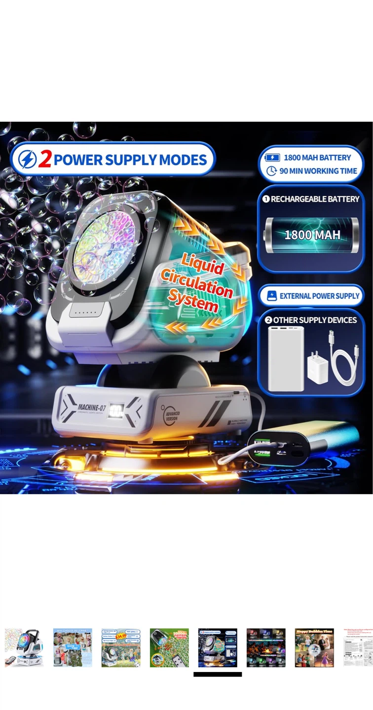 Super Bubble Machine with 7 Color Lights