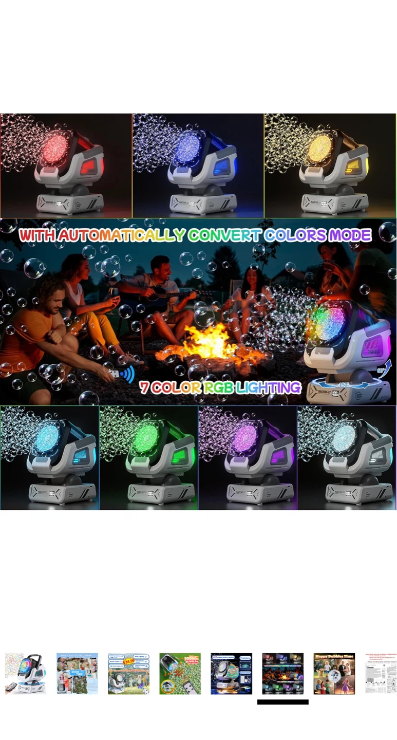 Super Bubble Machine with 7 Color Lights - photo 3
