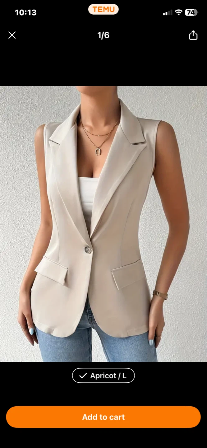 Sleeveless Blazer Vest -Large-XL - photo 2