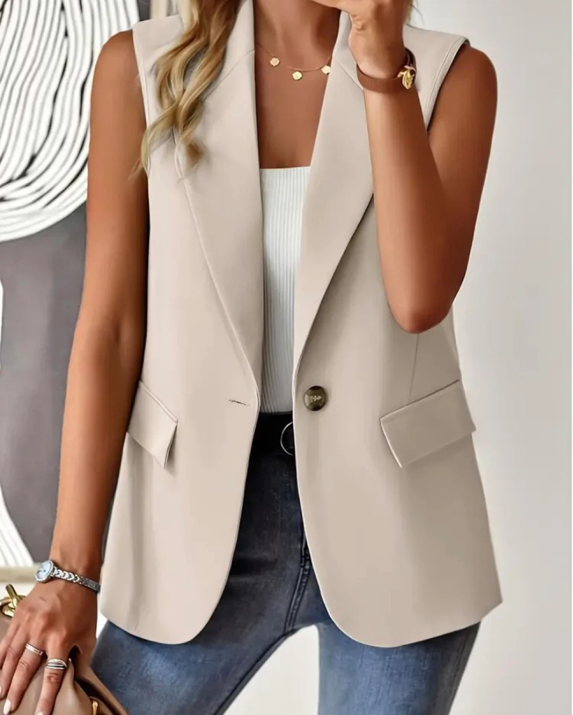 Sleeveless Blazer Vest -Large-XL