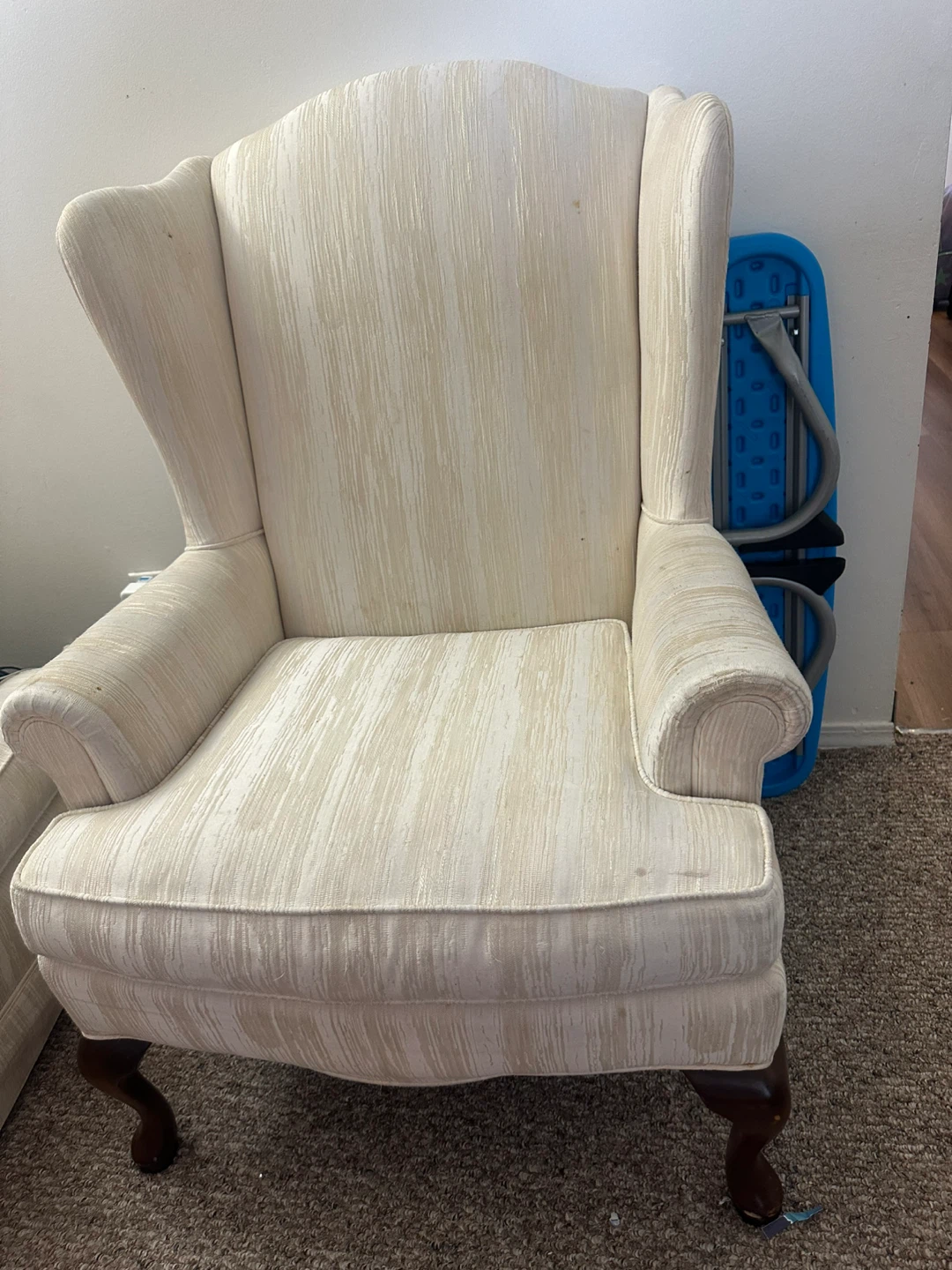 Cream Striped Loveseat and Armchair Set - photo 2