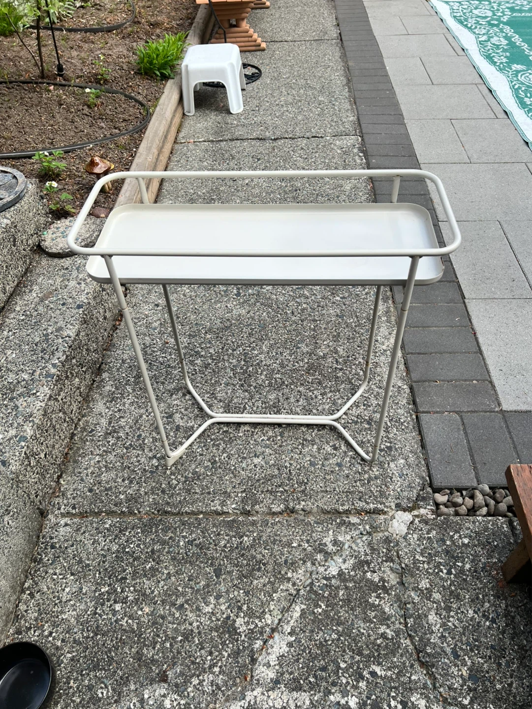 White metal plant stand or side table