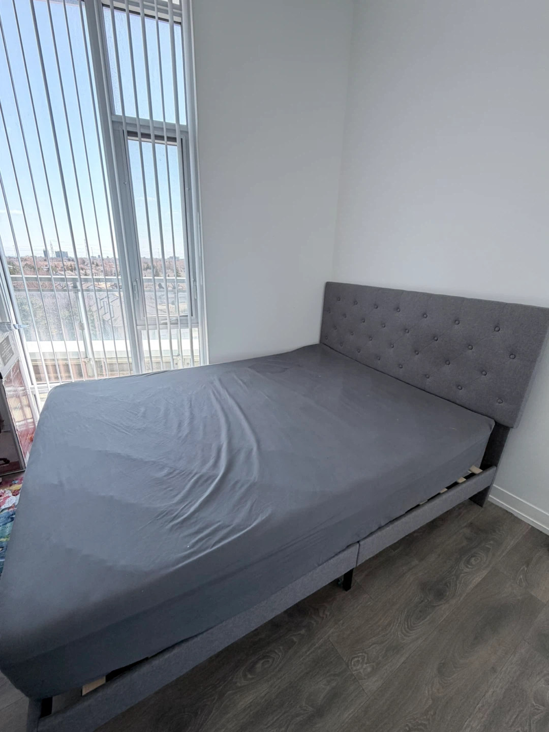 Grey Tufted Headboard Bed Frame