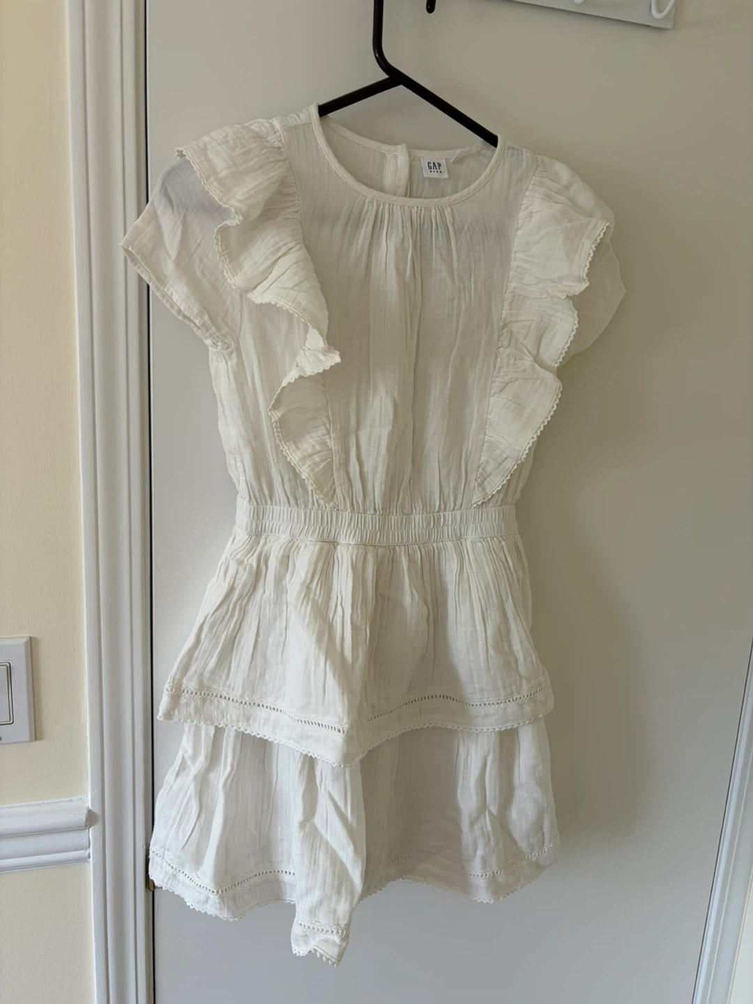 Gap Kids White Ruffled Tiered Dress XL