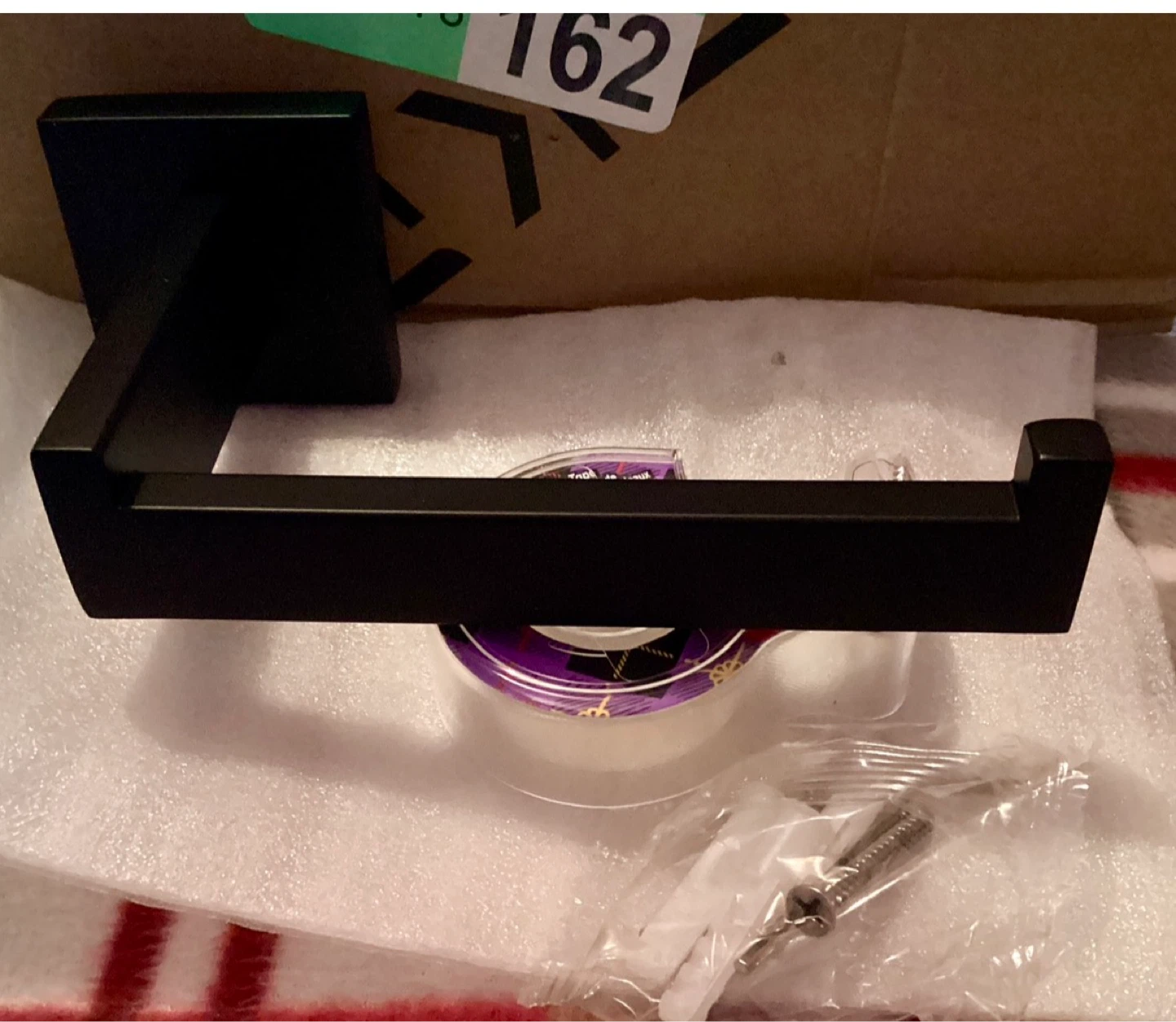 Black Metal Toilet Paper Holder with Mounting Hardware