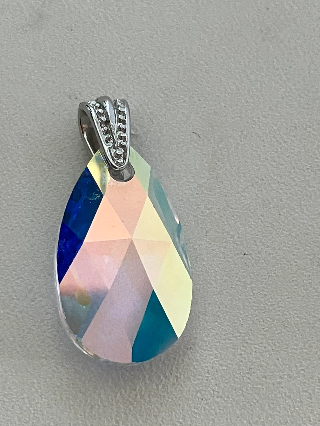 Teardrop Crystal Pendant with Silver Bail
