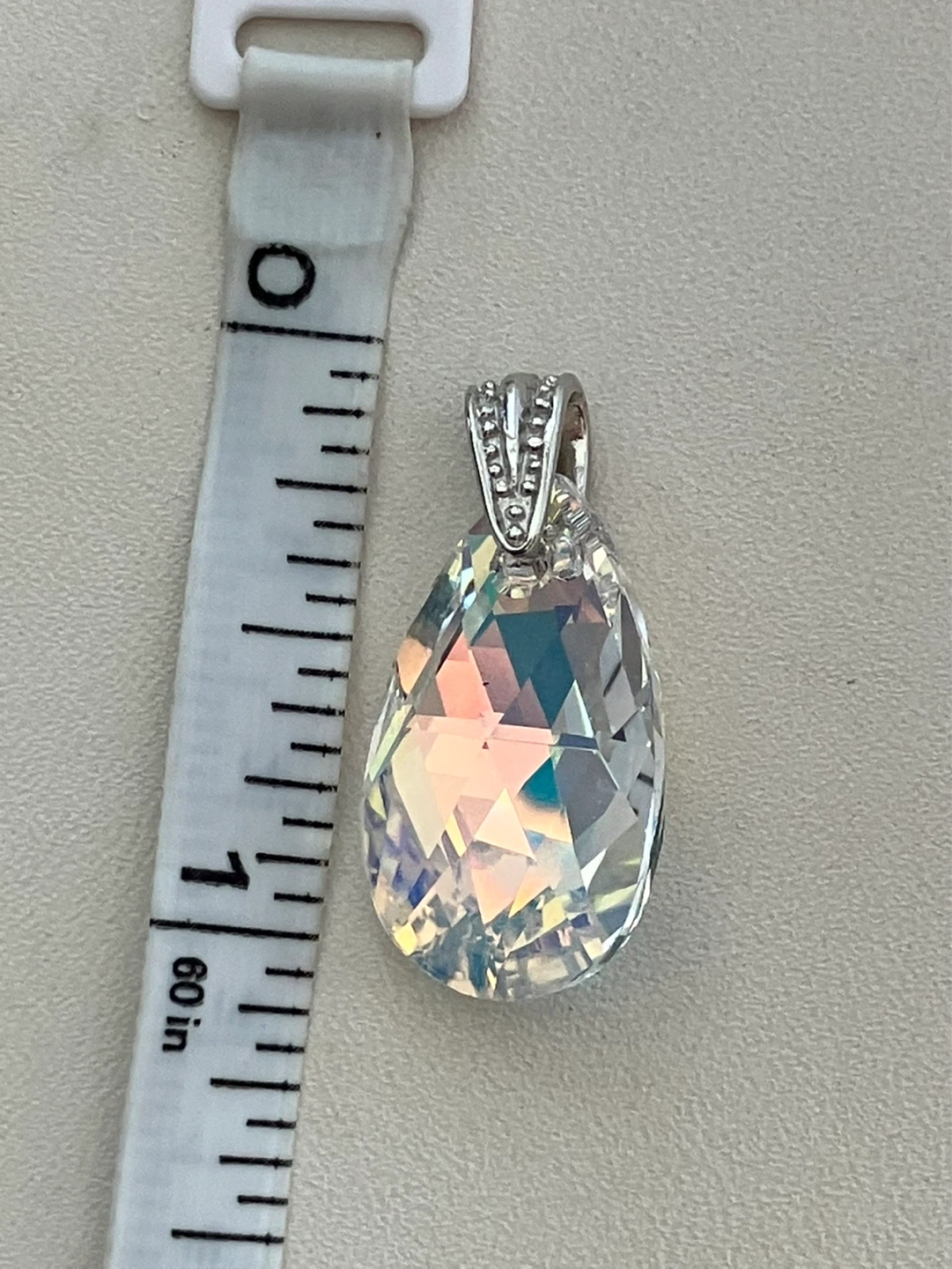 Teardrop Crystal Pendant with Silver Bail - photo 2
