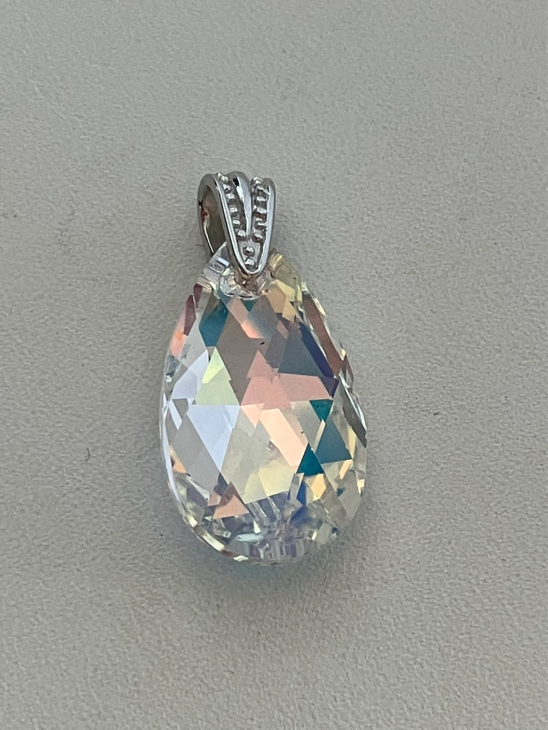 Teardrop Crystal Pendant with Silver Bail - photo 4