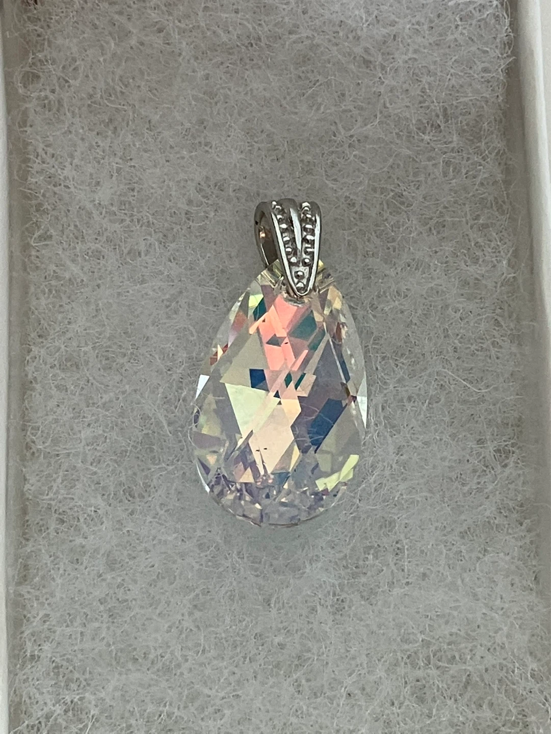 Teardrop Crystal Pendant with Silver Bail - photo 3