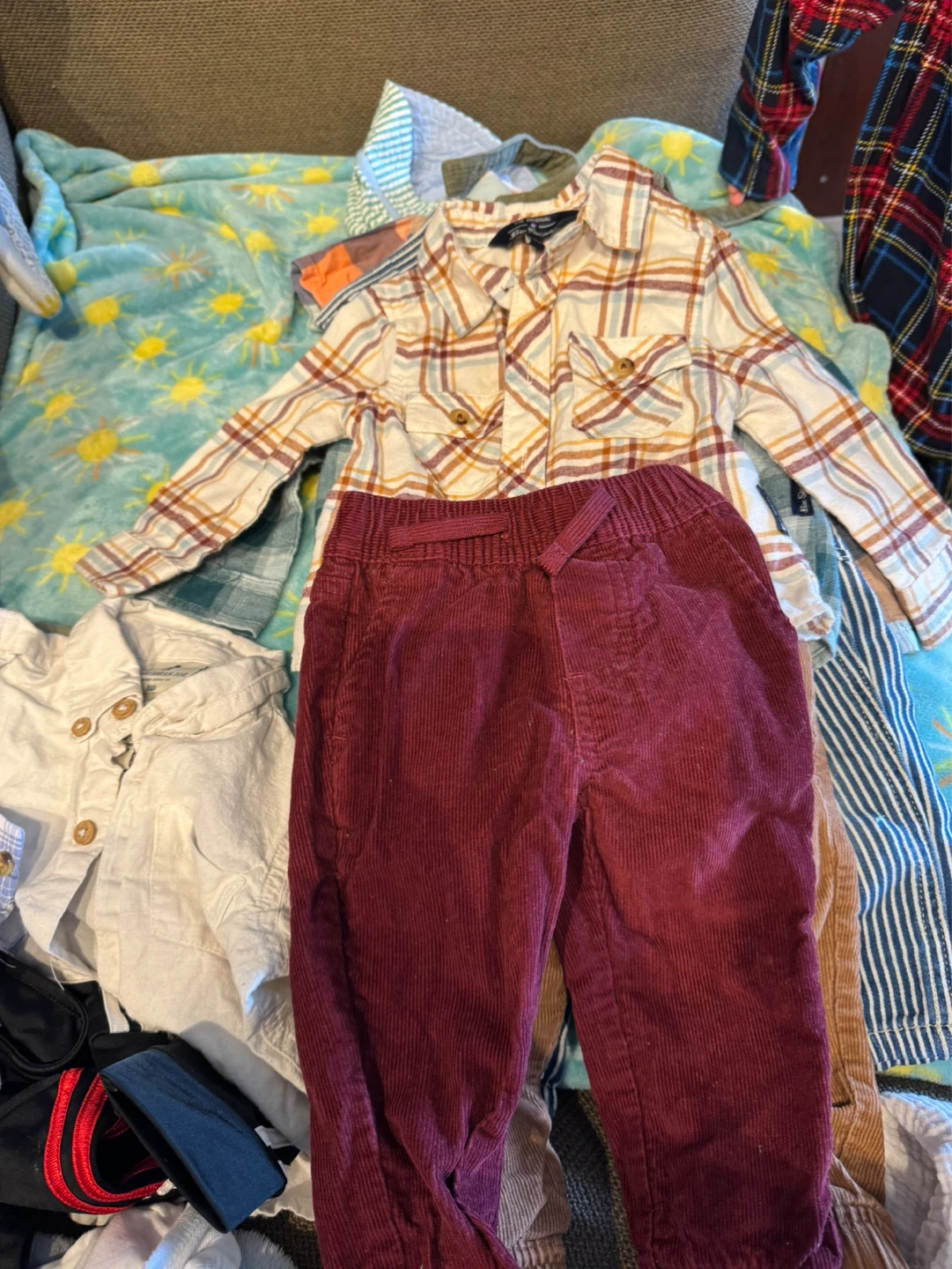 Children's Plaid Shirts and Corduroy Pants Bundle - photo 2
