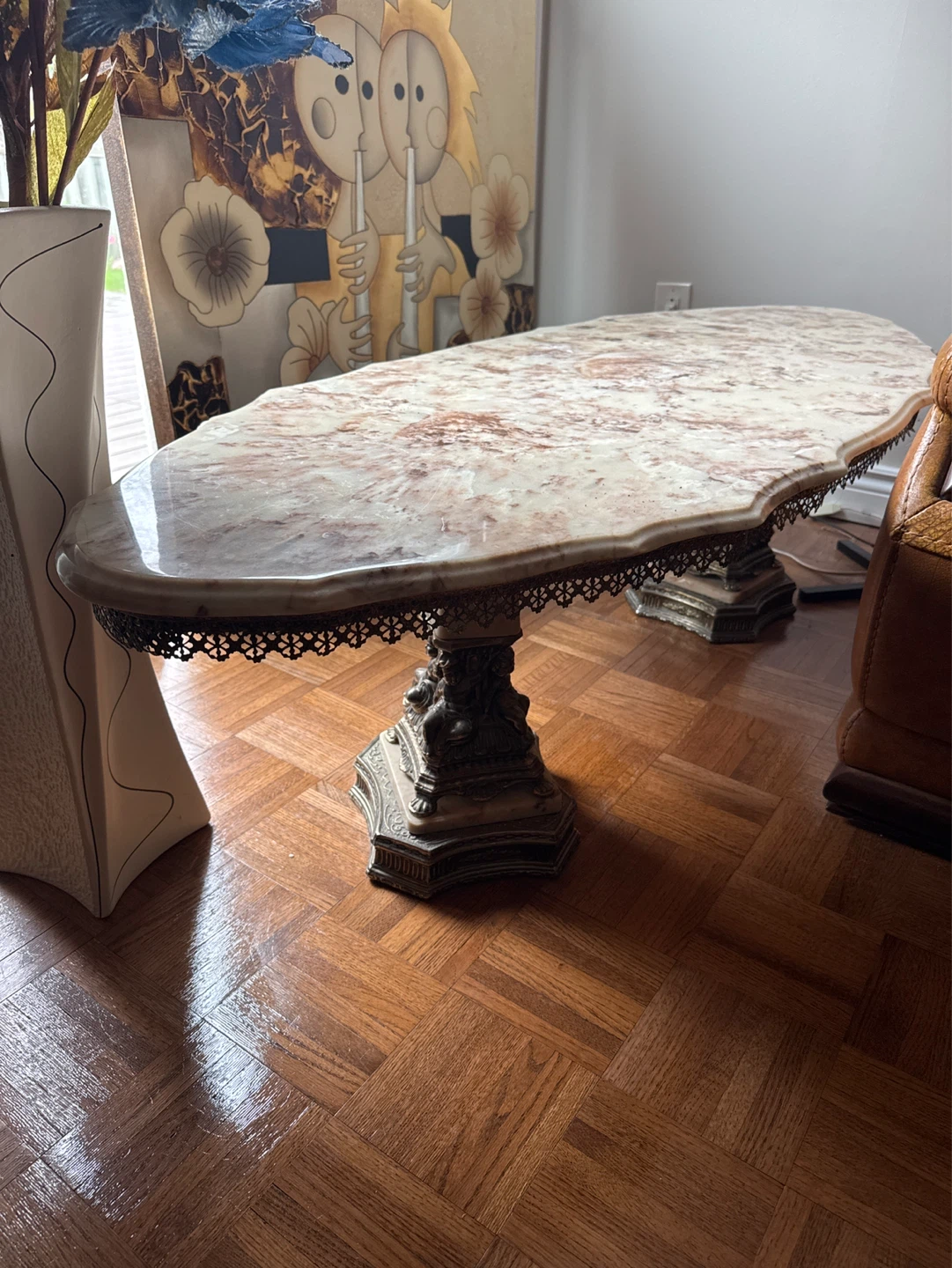 Marble top accent table