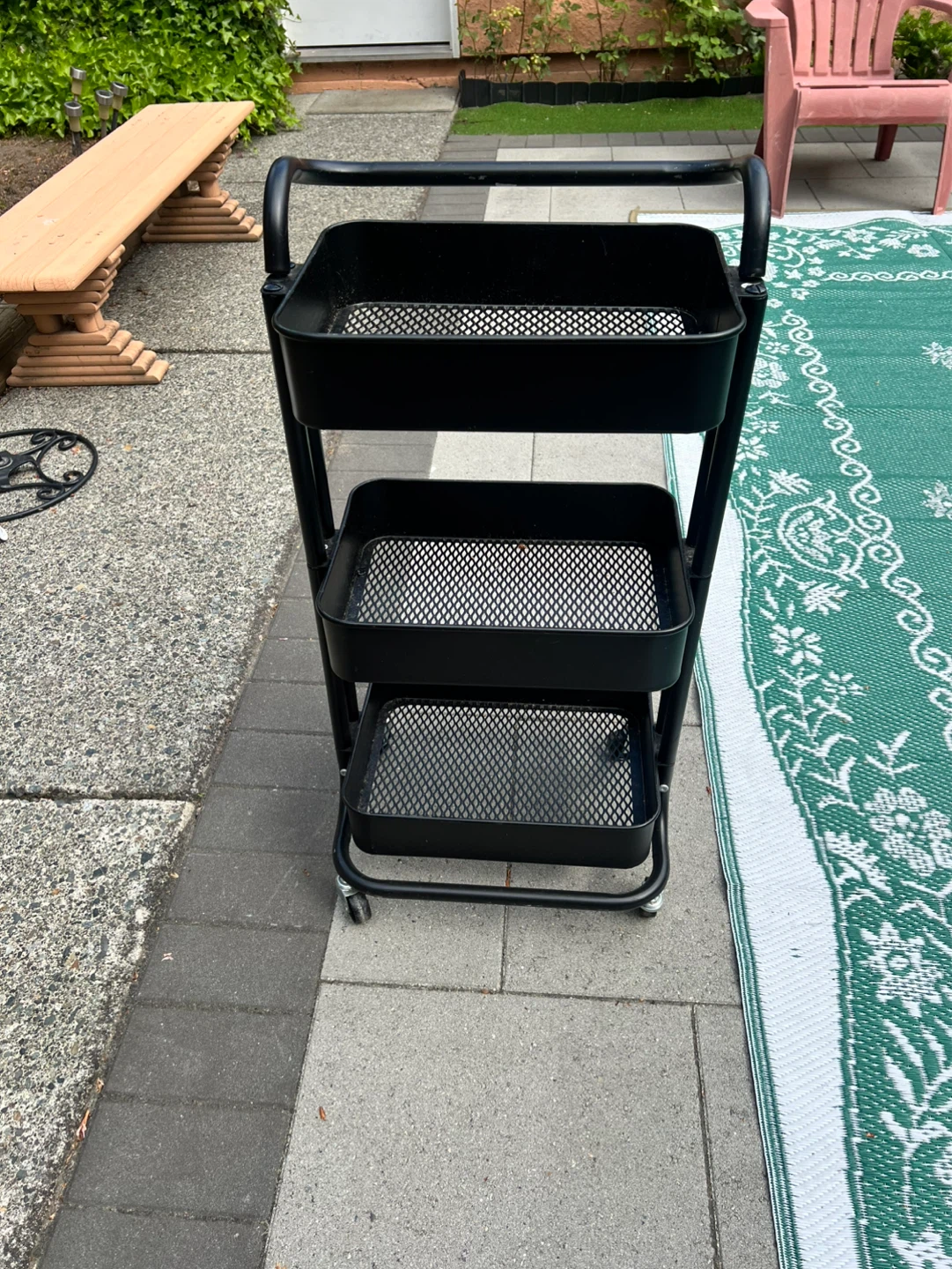 Black 3-Tier Rolling Cart