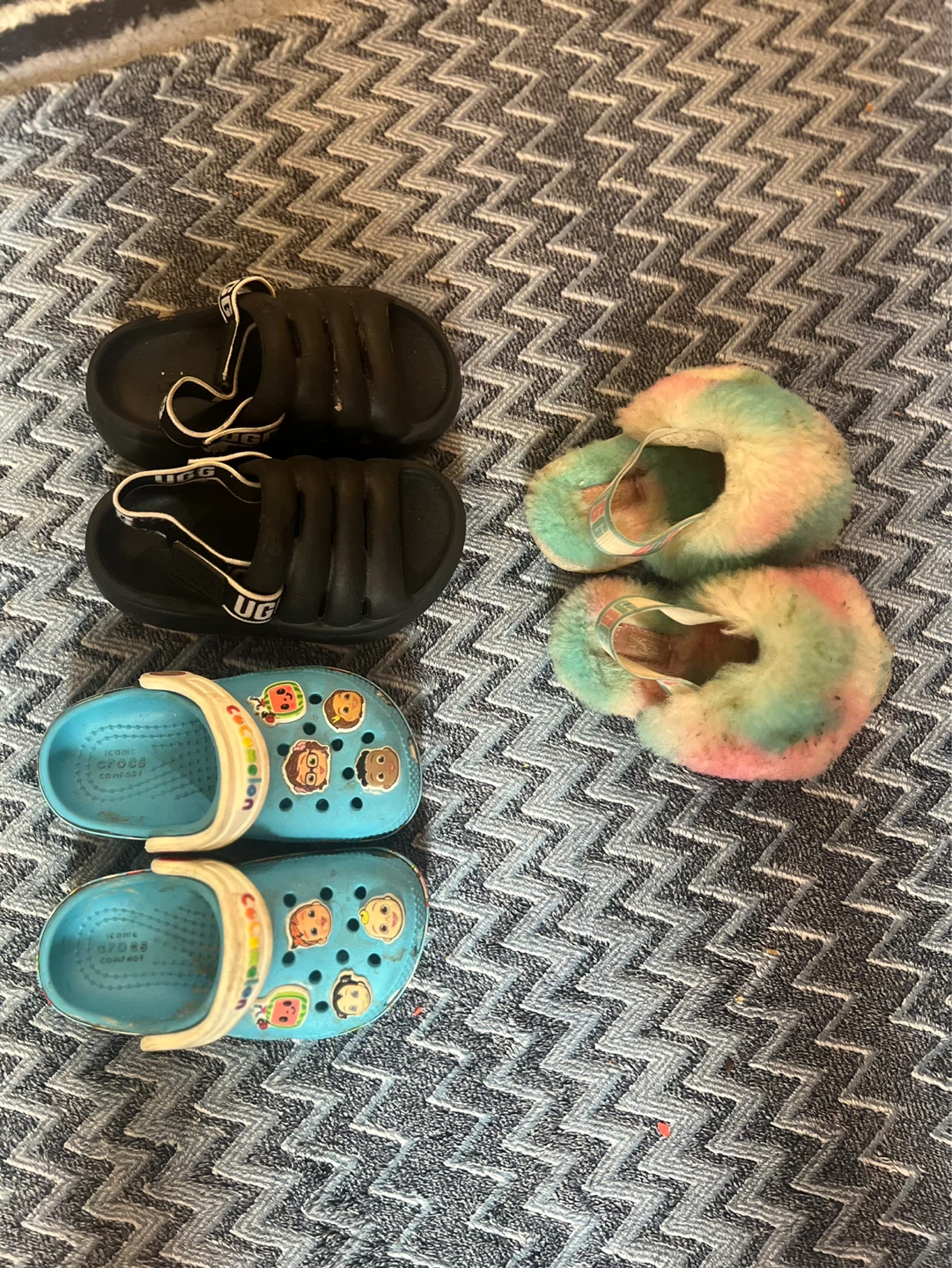Kids Ugg, Crocs Cocomelon, and Fuzzy Slides Bundle
