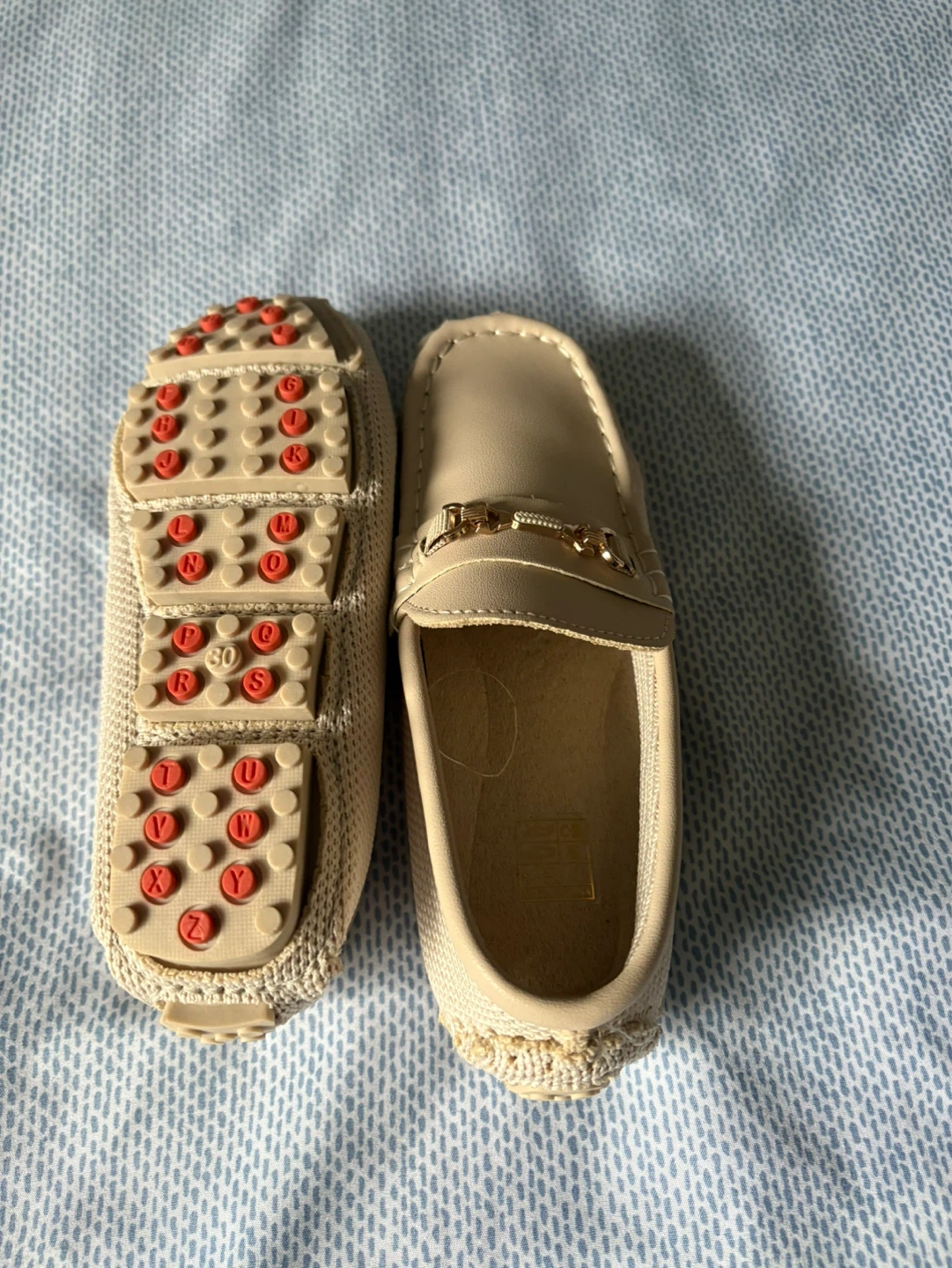 Cream Loafers with Gold Buckle - Size 30