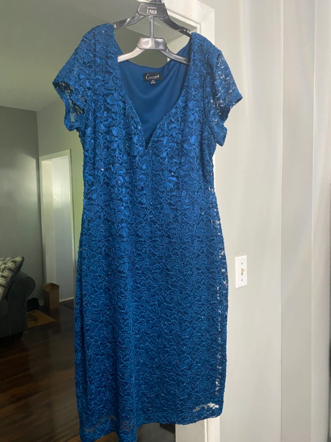 Connected Apparel Blue Lace Dress Size 16