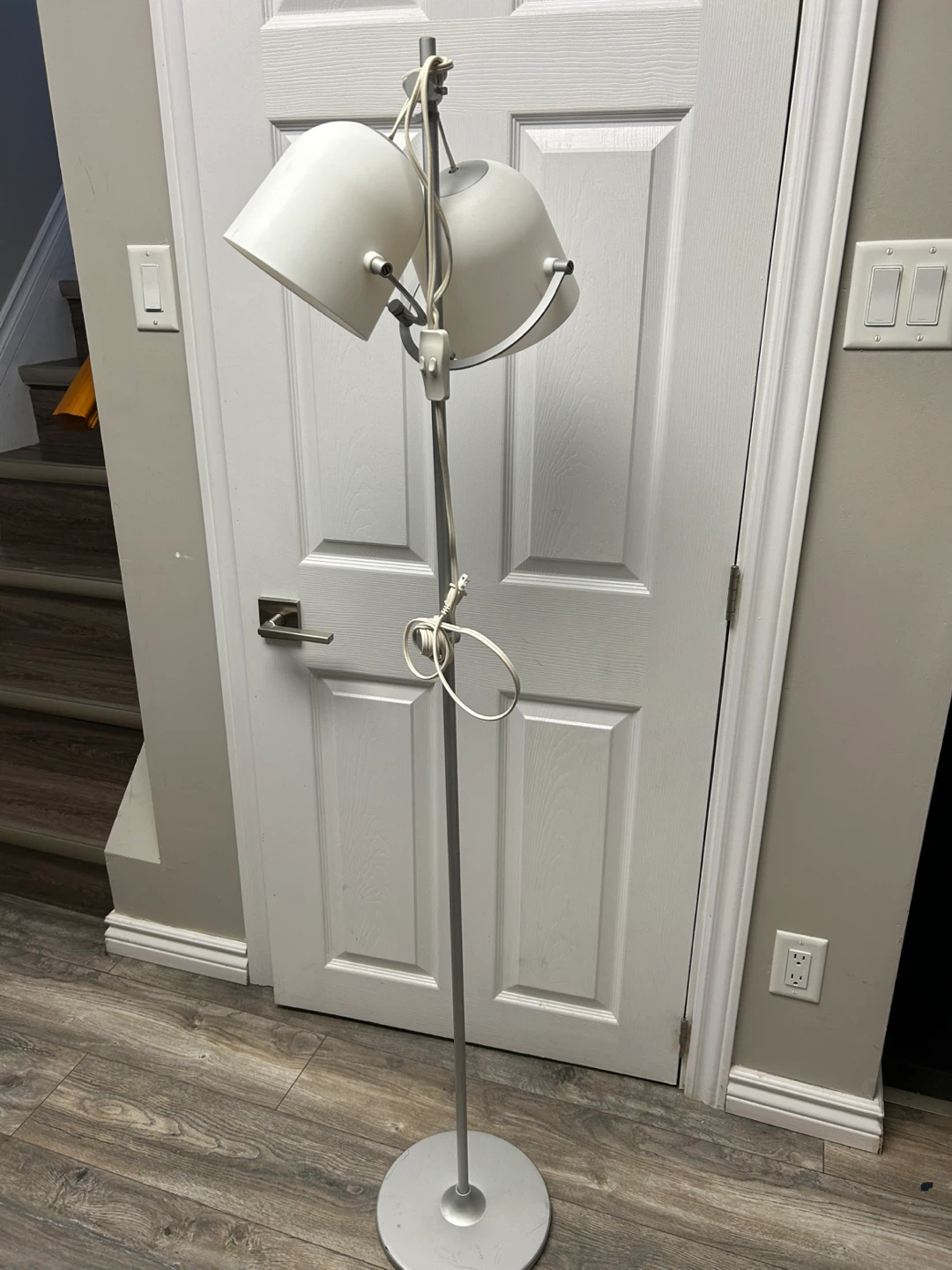 Adjustable Floor Lamp with 2 White Shades
