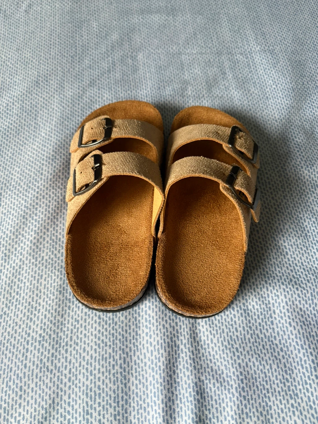Suede Double Strap Slides