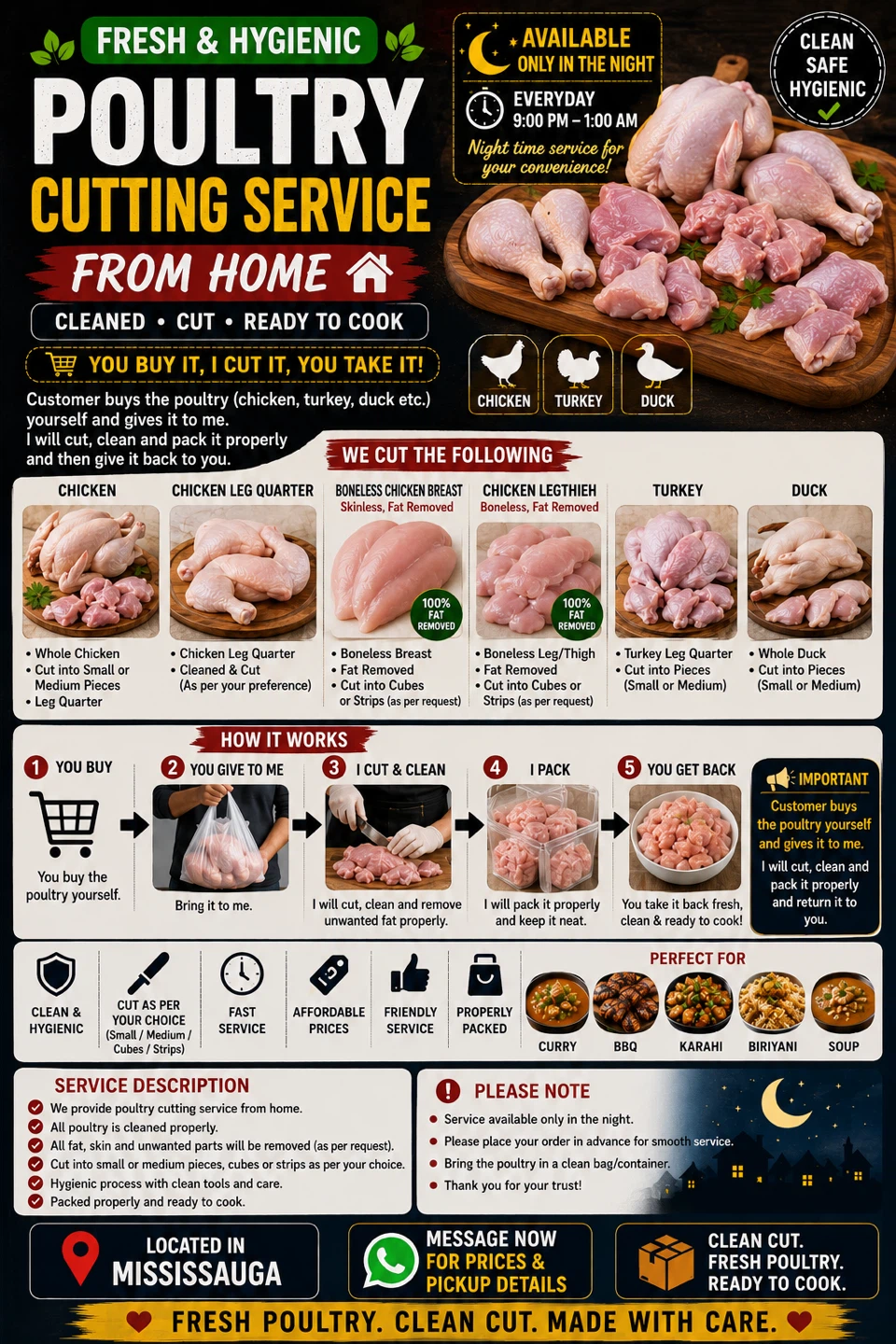 Fresh Whole Chicken Cutting Service