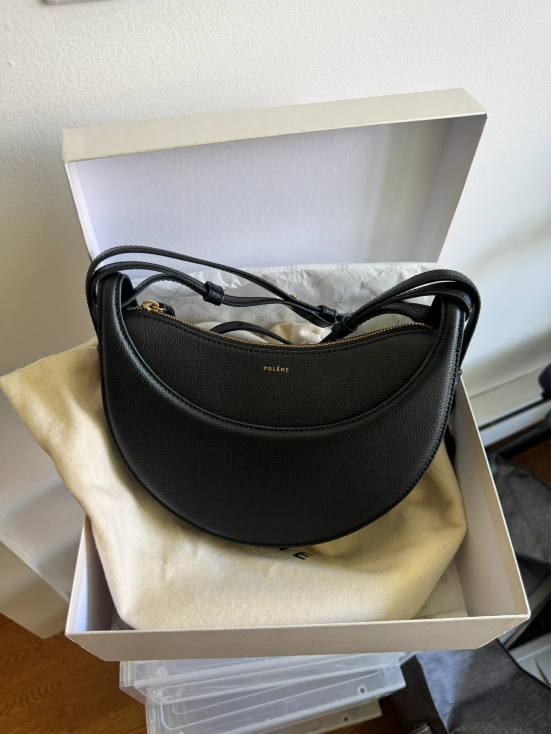 Polène Numéro Dix Bag in Black Pebble Leather