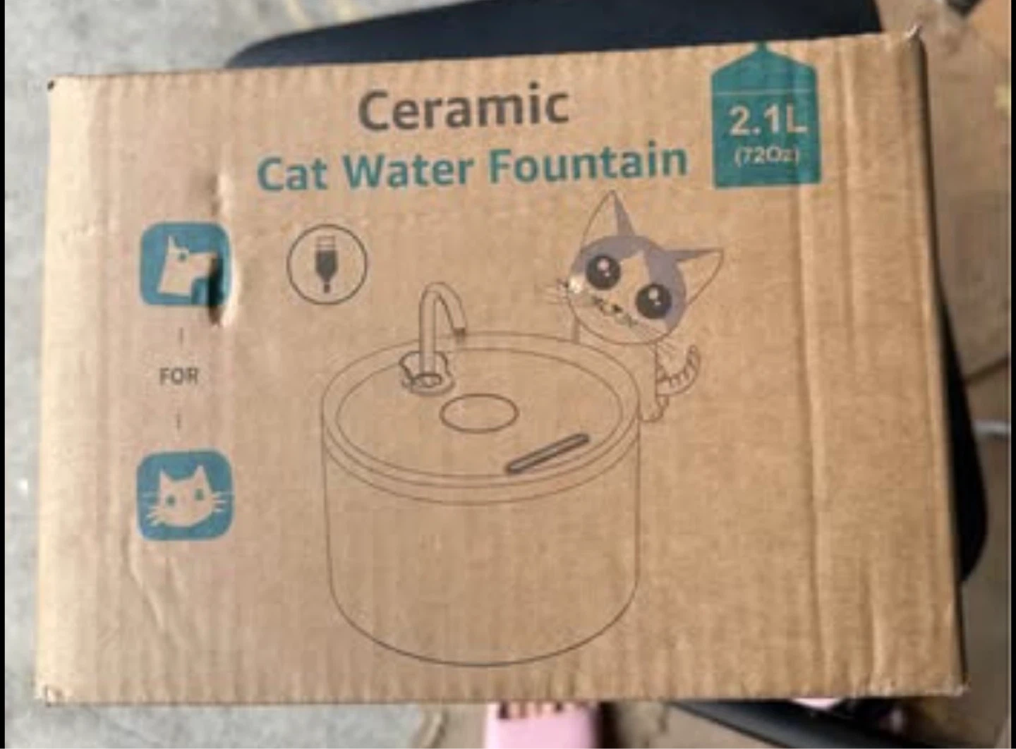 Ceramic Cat Water Fountain 2.1L