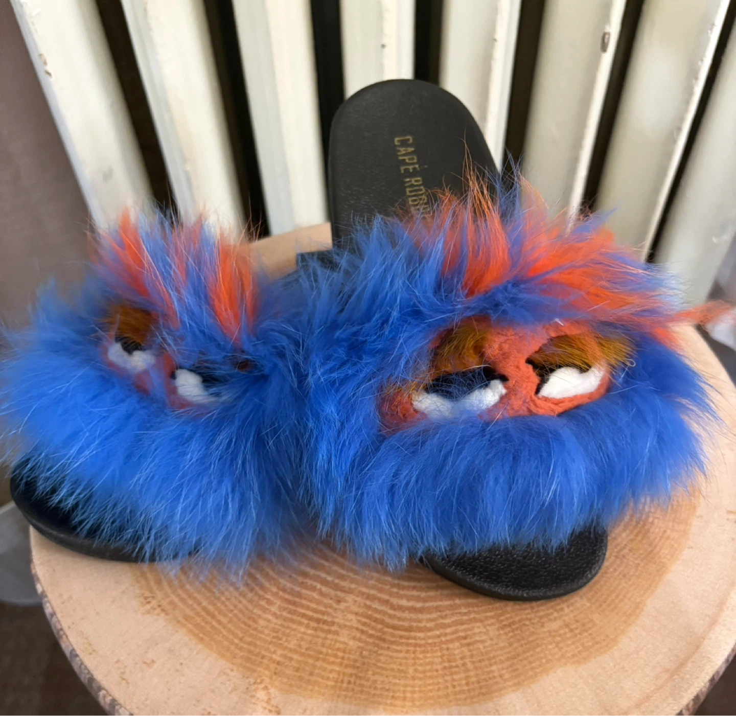 Blue & Orange Fuzzy Monster Slides