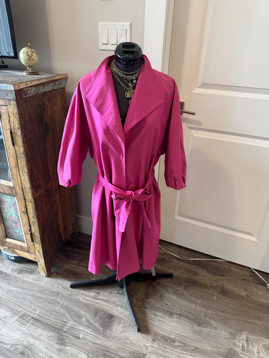 Ports Fuchsia Wrap Robe Coat with Tie Belt - size 6