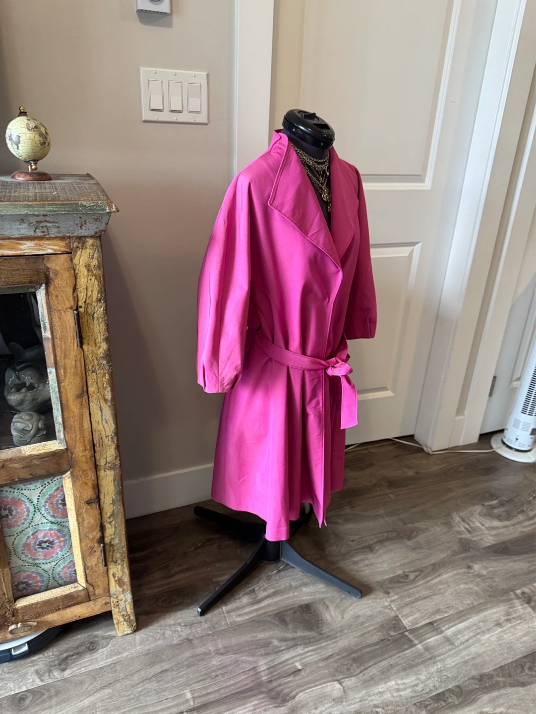Ports Fuchsia Wrap Robe Coat with Tie Belt - size 6 - photo 3