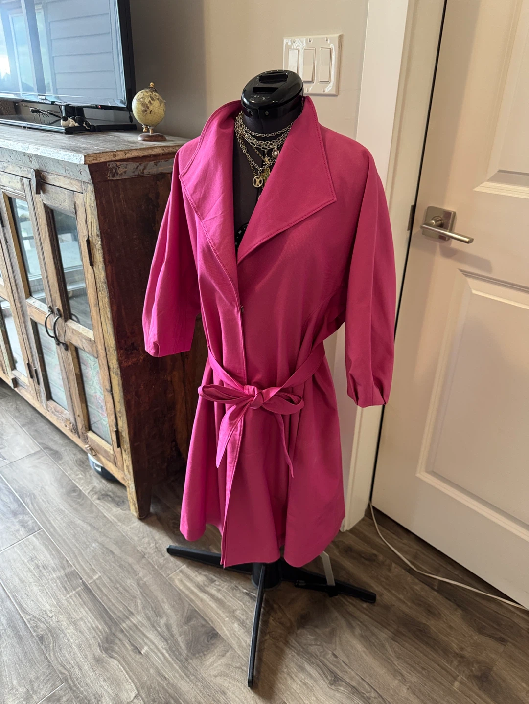 Ports Fuchsia Wrap Robe Coat with Tie Belt - size 6 - photo 2