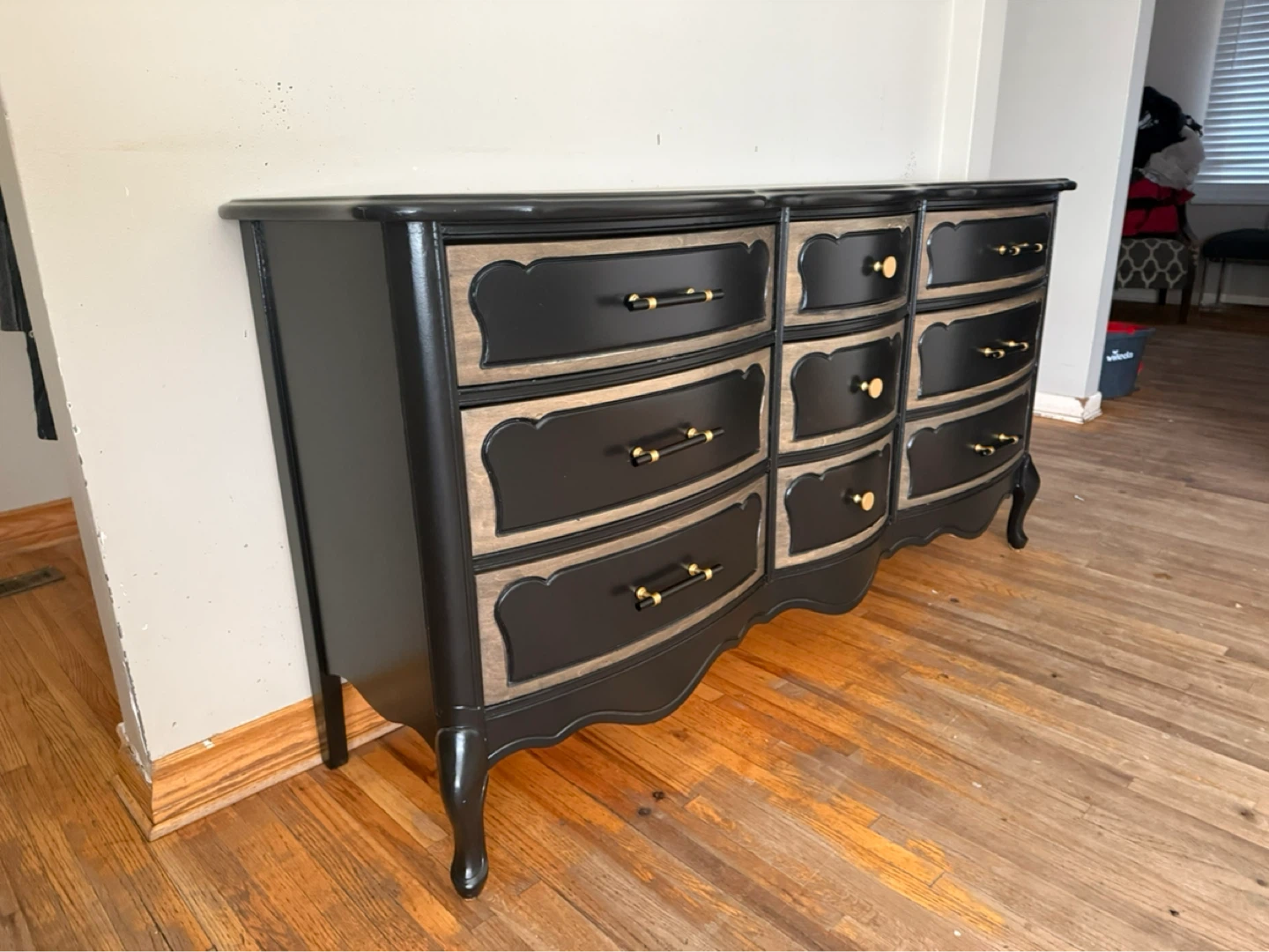 Black Dresser with Gold and Natural Wood Accents - photo 3