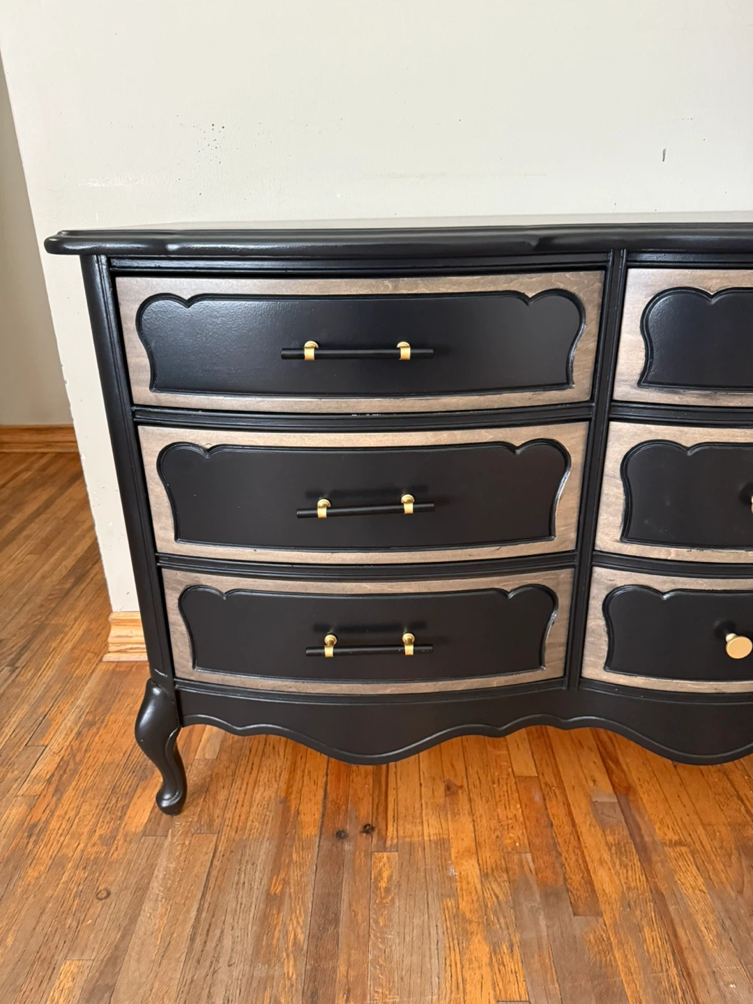 Black Dresser with Gold and Natural Wood Accents - photo 4
