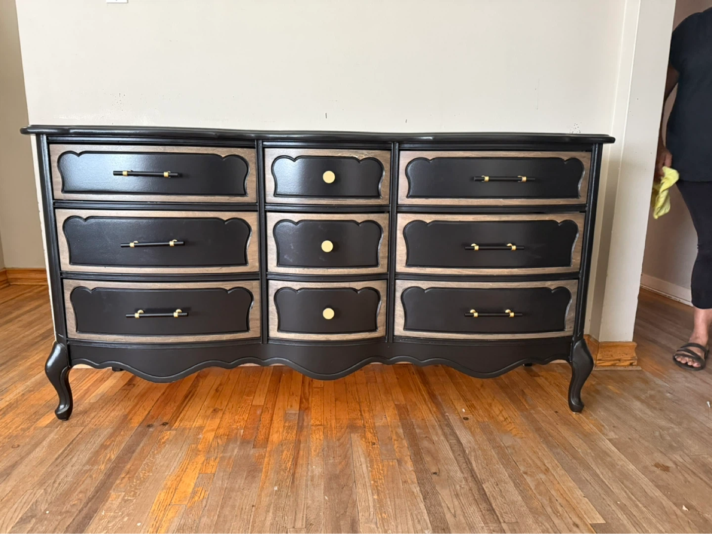 Black Dresser with Gold and Natural Wood Accents - photo 2