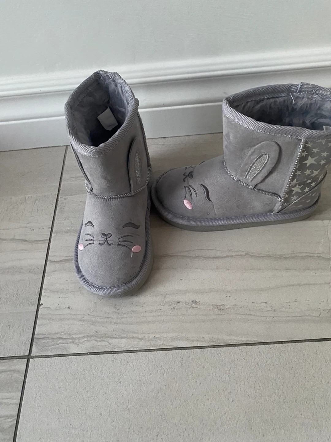 Grey Bunny Star Boots - Size Kids 9