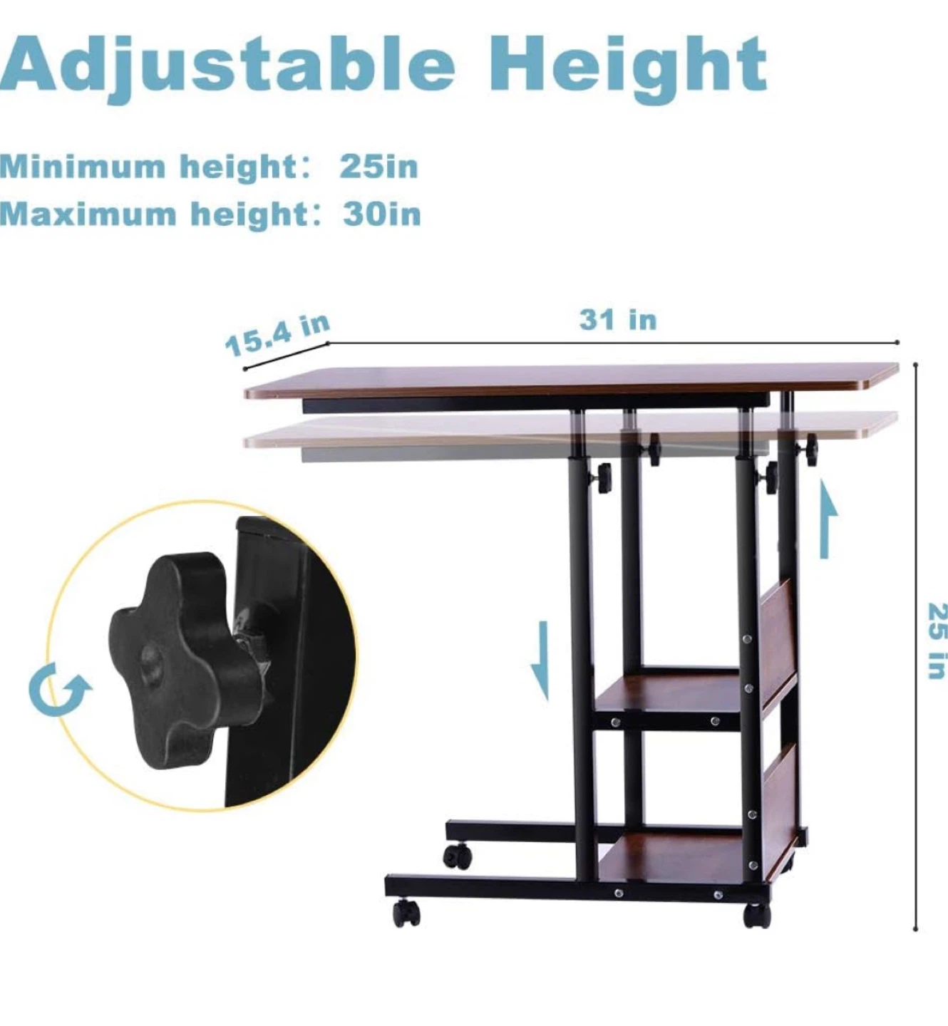 Adjustable Height Laptop Bed Tray Table - photo 3