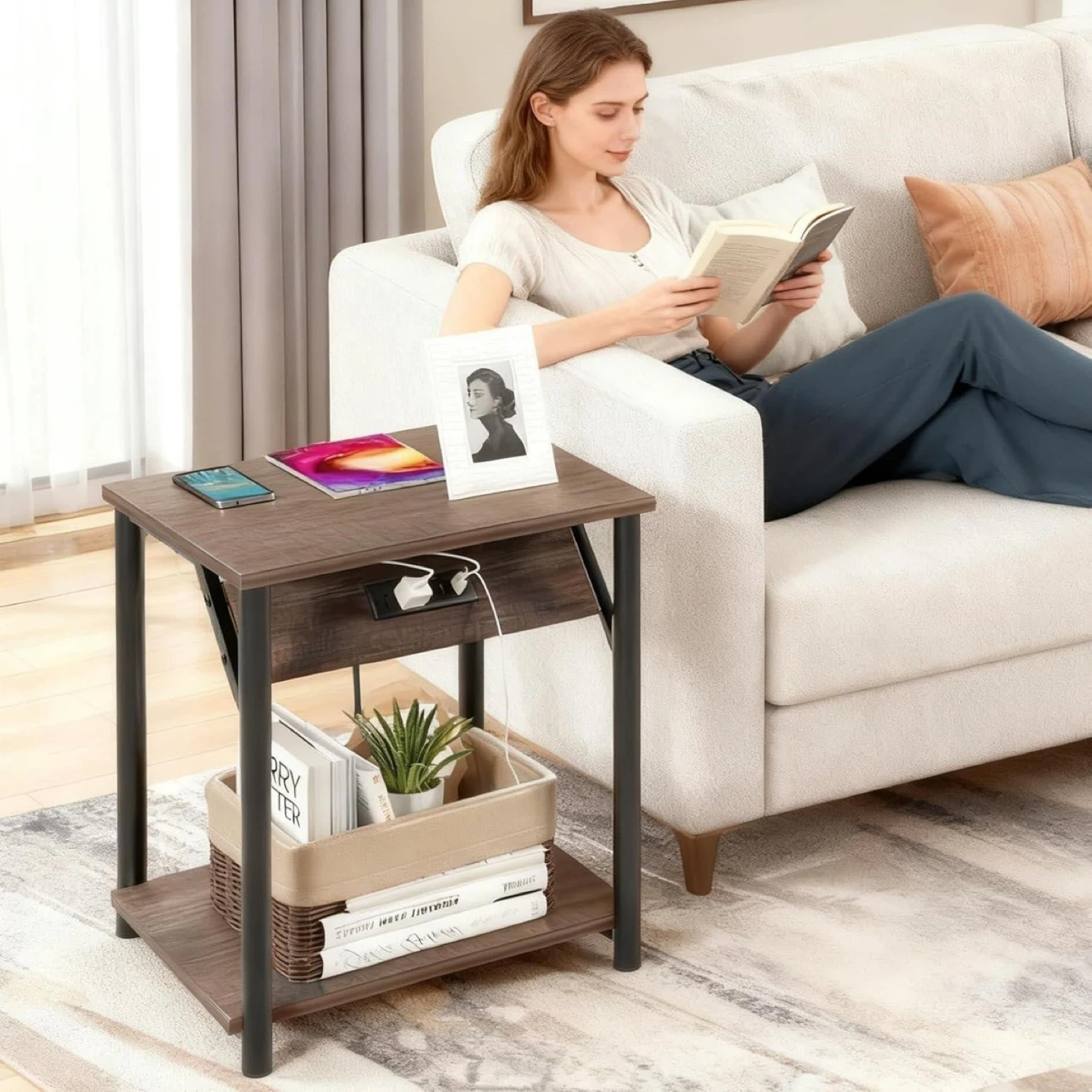 Nightstand & End Table with Power Outlet - photo 2