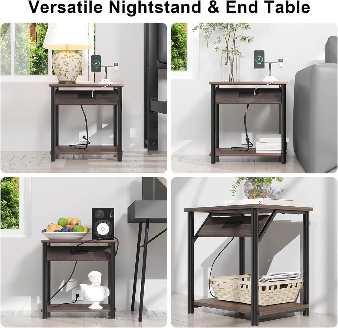 Nightstand & End Table with Power Outlet - photo 3