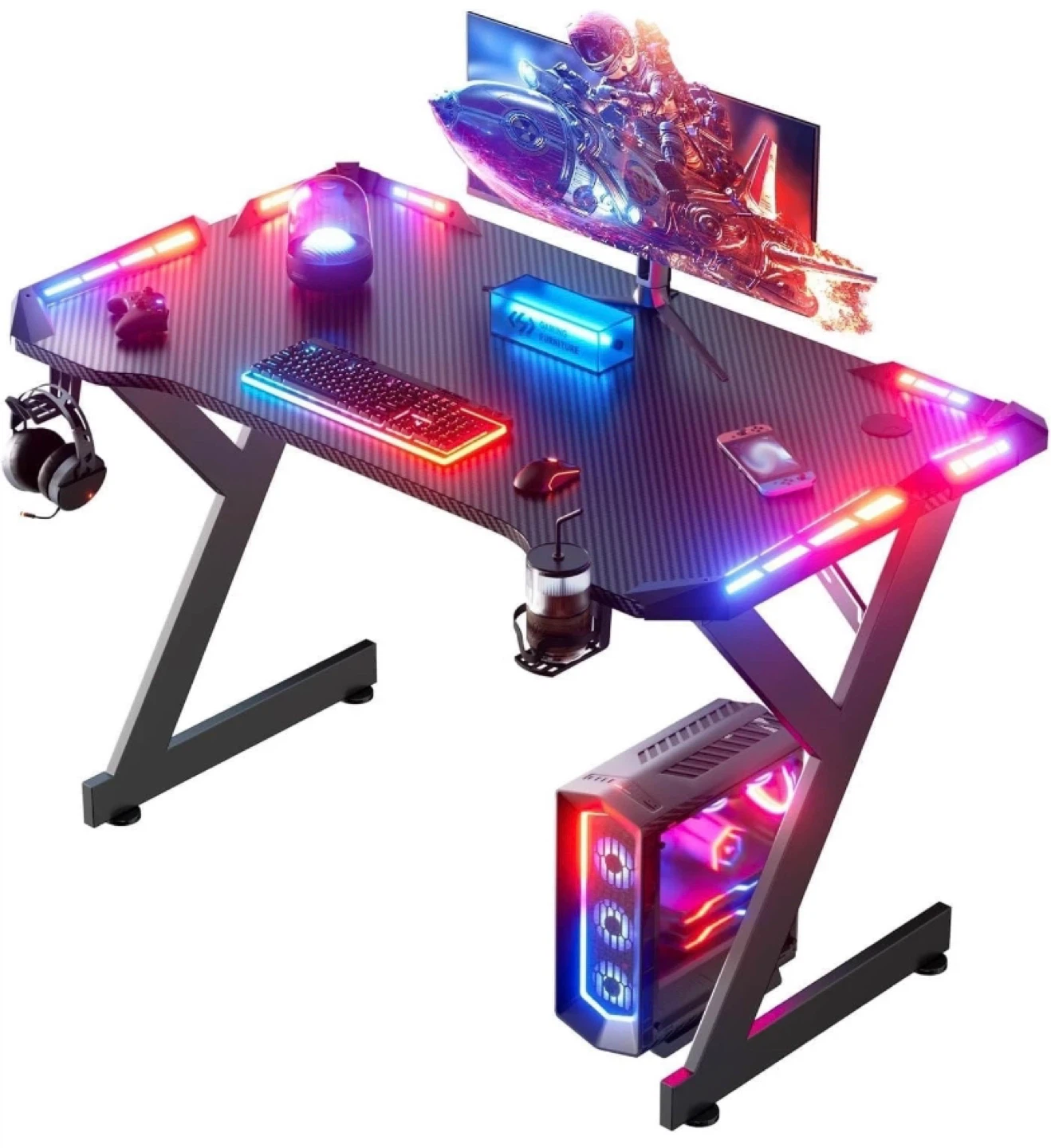 Innovation World 100cm Full Size Gaming Desk with RGB Lighting
