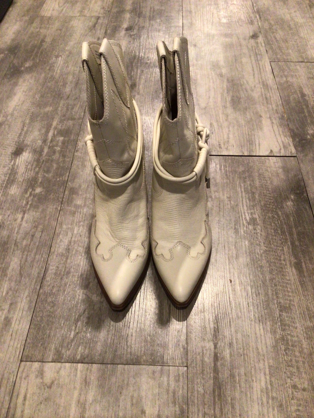 White Leatherette Cowboy Boots