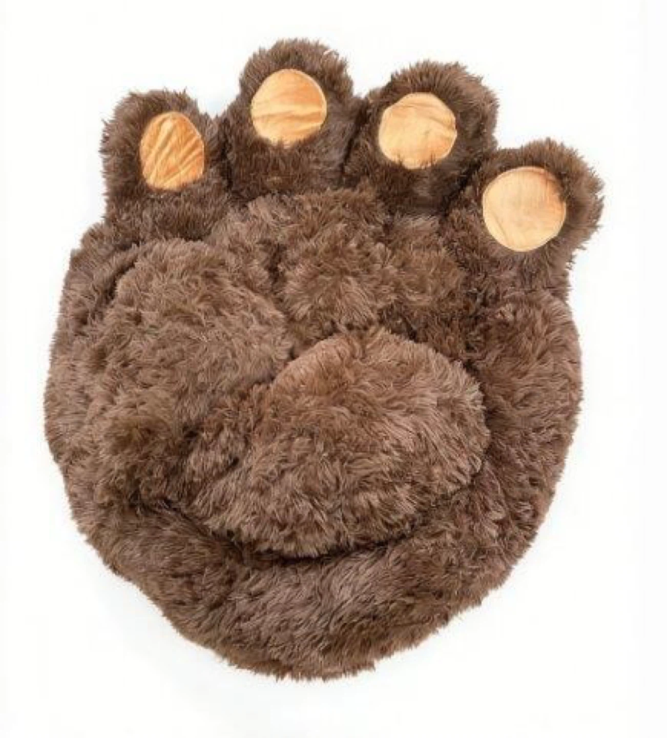 Brown Plush Paw Print Pet Bed