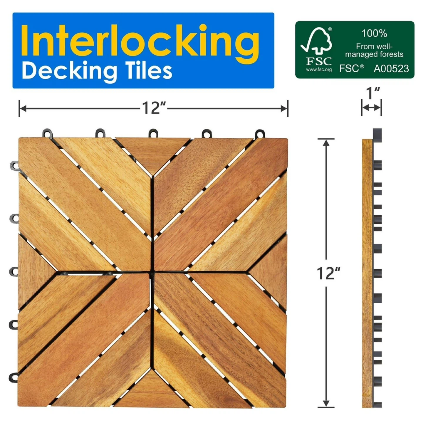 Interlocking Decking Tiles - Wood (Set of 27) - photo 3
