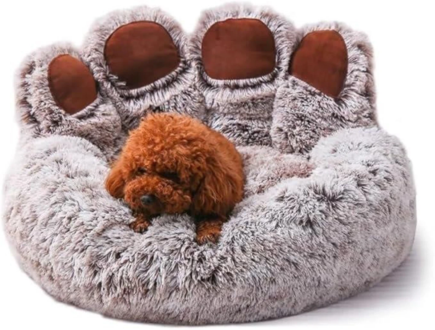 Plush Paw Print Pet Bed
