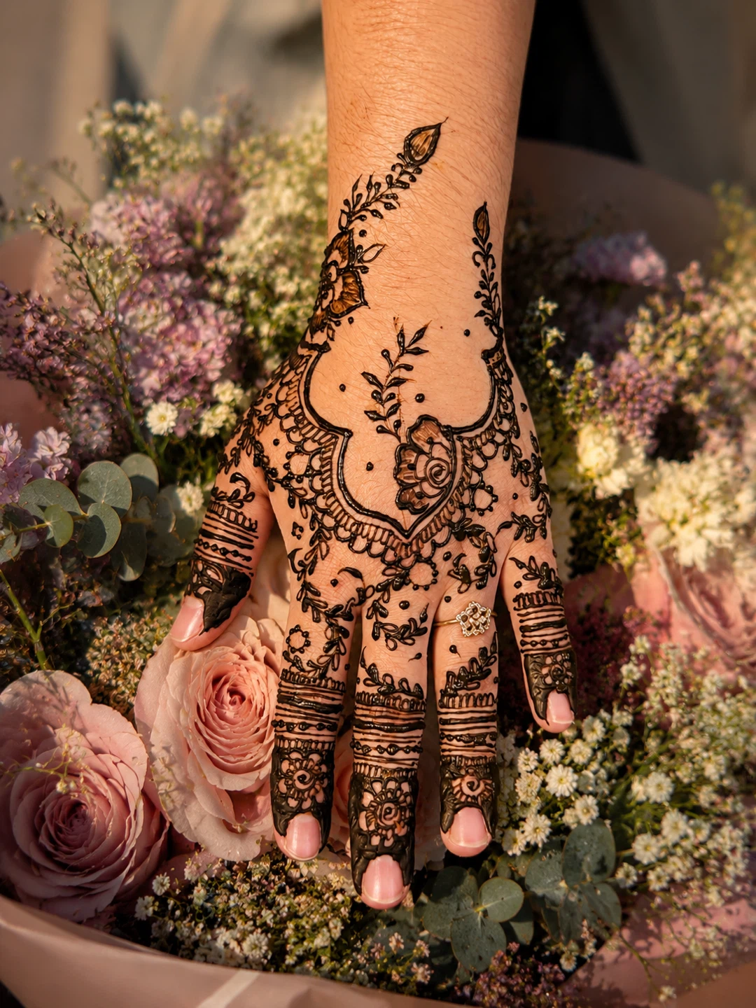 Intricate Henna Hand Tattoo Design