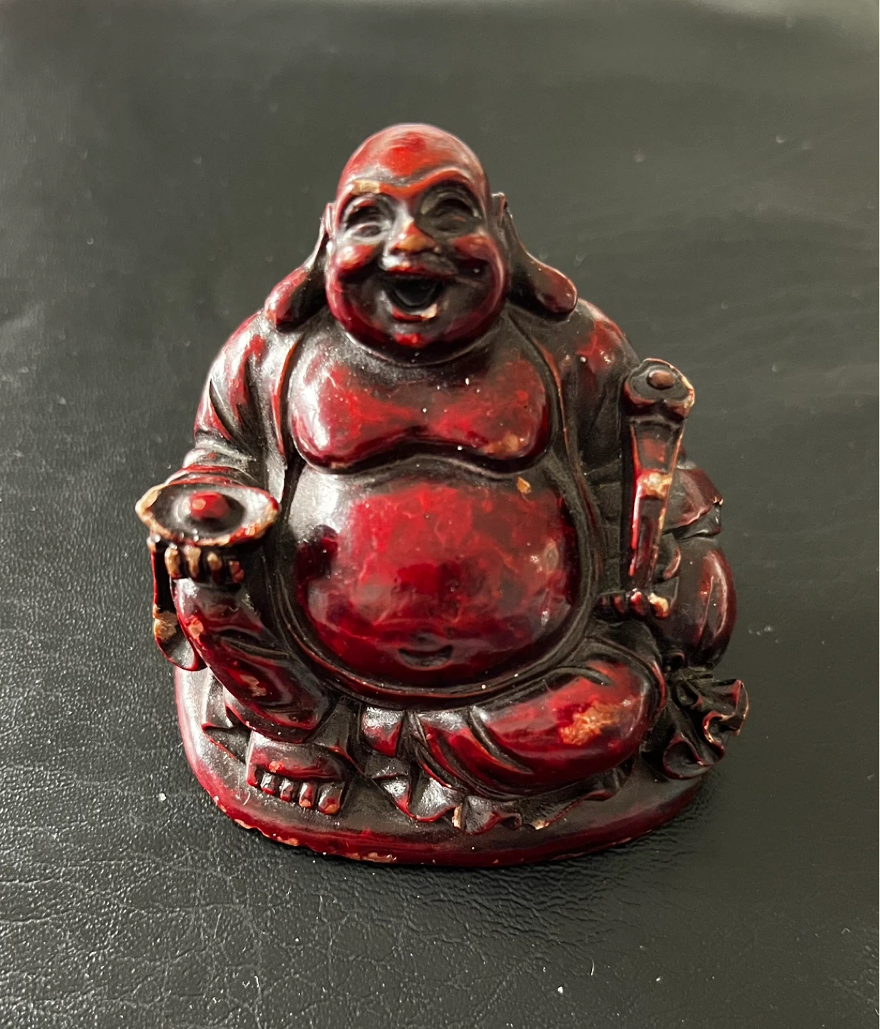 Vintage Red Laughing Buddha Figurine - photo 3