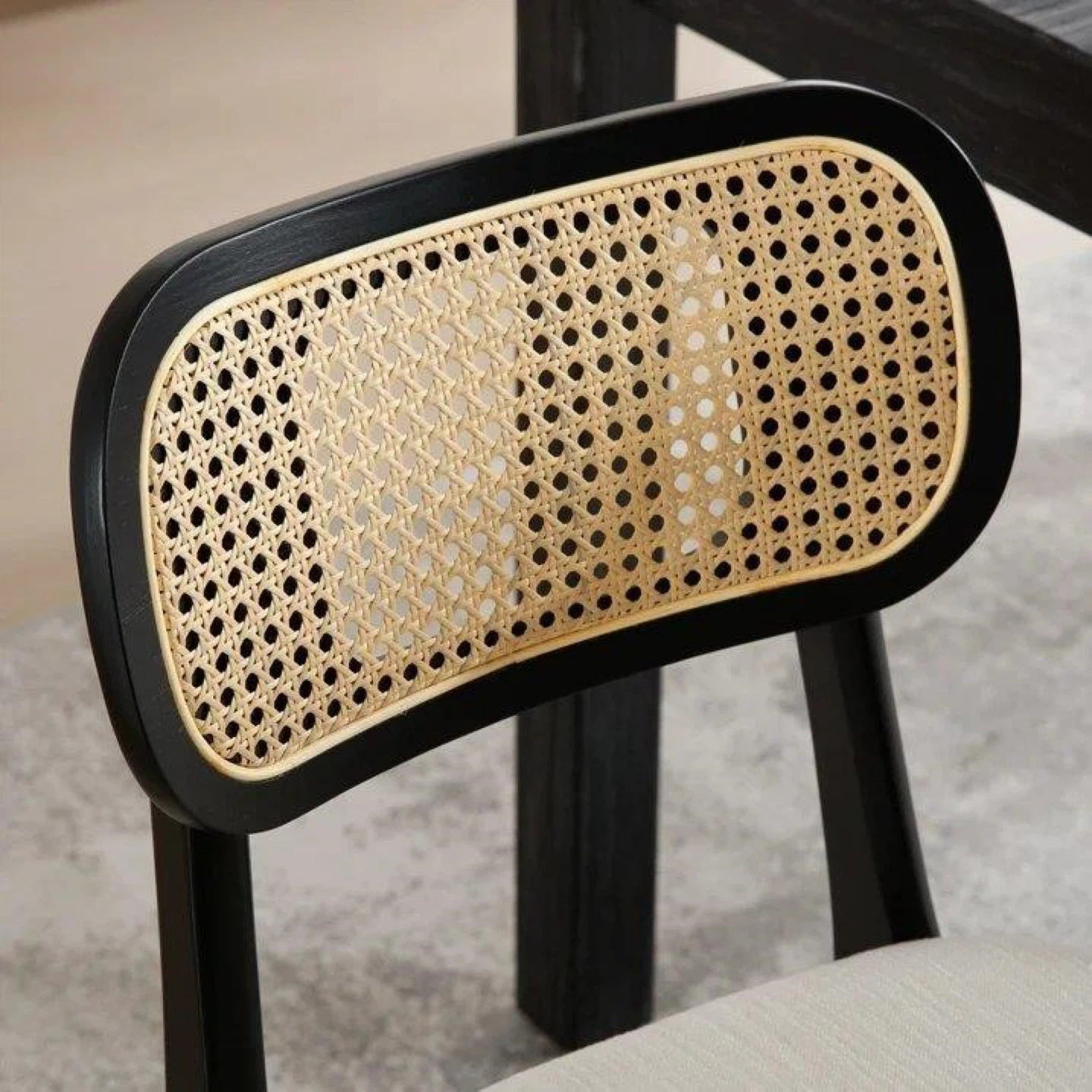 Rattan Dining Chair - Black Frame set of 2 - photo 4