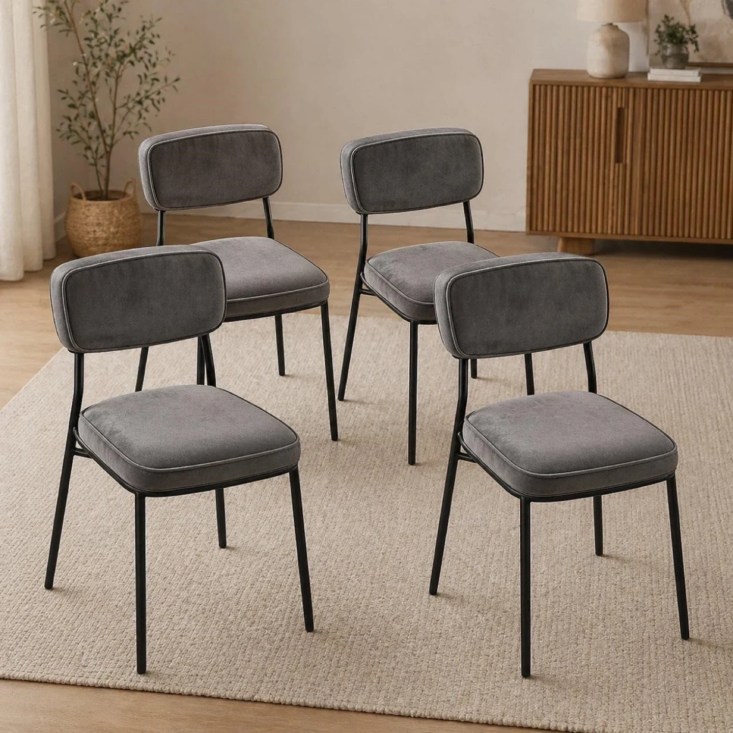 Set of 4 Grey Dining Chairs