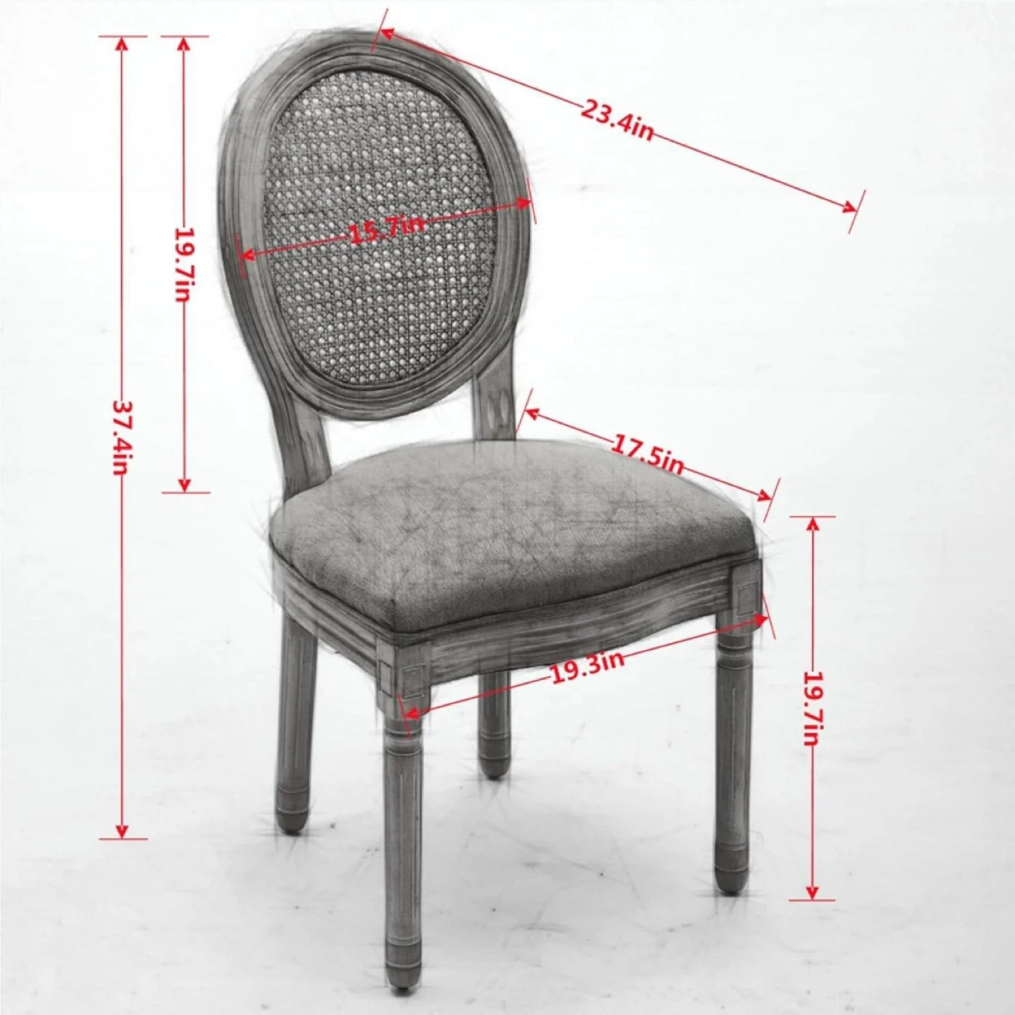 French Style Cane Back Dining Chair set of 4 - photo 2